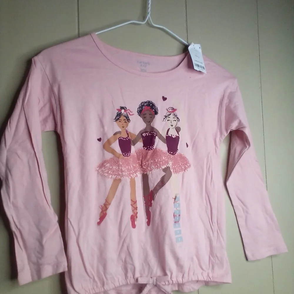 Carter's Kids Long Sleeve Shirt 7 Pink Ballerina Dance